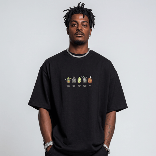 Kush Squad Strain Character Oversized Tee | Black Graphic T-Shirt – 3Puff
