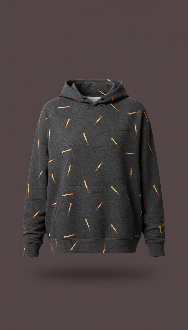 Relaxed-fit hoodie with matchstick print